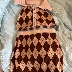 Plaid Halter Skirt Set